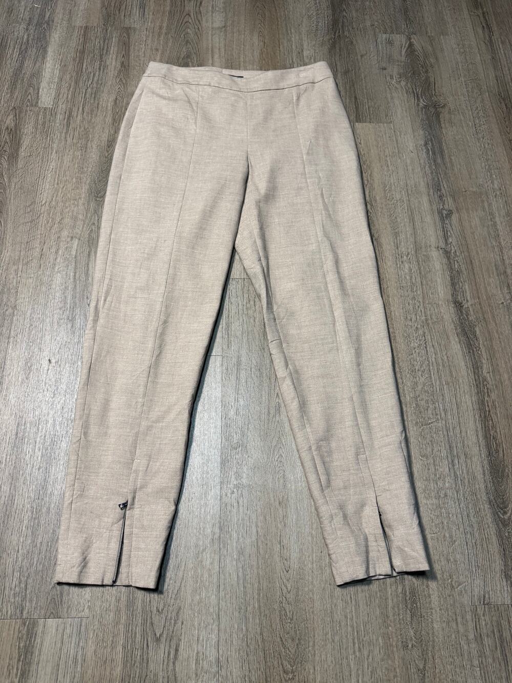 St.John Women's Light Beige Ankle Trouser with Zip Detail